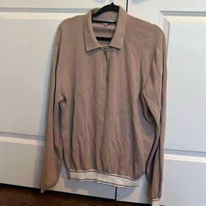 Reiss Jericho Long Sleeve Half Zip Contrast Hem Polo Shirt XL